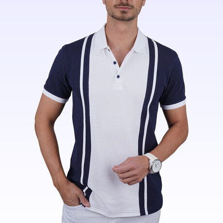 Two-Tone Polo T-Shirt // Navy-White (S)