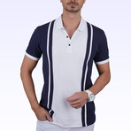 Two-Tone Polo T-Shirt // Navy-White (XL)