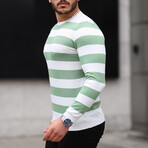 Crewneck Striped Knit Pullover // Green (XL)