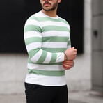 Crewneck Striped Knit Pullover // Green (XL)
