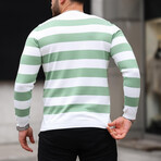 Crewneck Striped Knit Pullover // Green (XL)