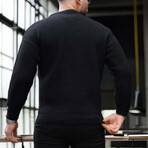 Crewneck Waffle Knit Pullover // Black (XL)