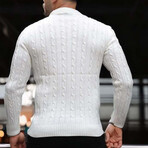 Crewneck Cable Knit Pullover // White (M)