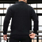 Polo Waffle Knit Pullover // Black (L)