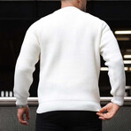 Crewneck Waffle Knit Pullover // White (XL)