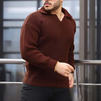 Polo Waffle Knit Pullover // Brown (L)