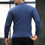 Crewneck Cable Knit Pullover // Indigo (M)