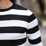 Crewneck Striped Knit Pullover // Black (XL)