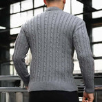 Crewneck Cable Knit Pullover // Gray (XL)