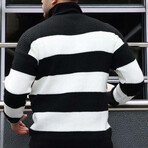Quarter-Zip Knit Striped Pullover // Black (L)