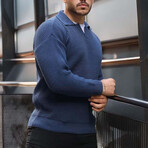 Polo Waffle Knit Pullover // Indigo (XL)
