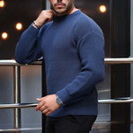 Crewneck Waffle Knit Pullover // Indigo (M)