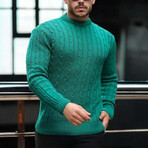 Crewneck Cable Knit Pullover // Green (XL)