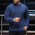 Crewneck Waffle Knit Pullover // Indigo (M)