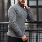 Crewneck Cable Knit Pullover // Gray (XL)