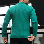 Crewneck Cable Knit Pullover // Green (XL)
