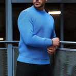 Crewneck Waffle Knit Pullover // Light Blue (XL)