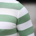 Crewneck Striped Knit Pullover // Green (XL)