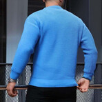 Crewneck Waffle Knit Pullover // Light Blue (XL)