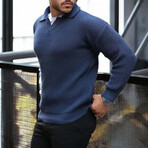 Polo Waffle Knit Pullover // Indigo (XL)