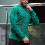 Crewneck Cable Knit Pullover // Green (XL)