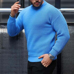 Crewneck Waffle Knit Pullover // Light Blue (XL)