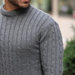 Crewneck Cable Knit Pullover // Gray (XL)