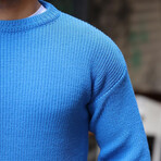 Crewneck Waffle Knit Pullover // Light Blue (XL)