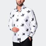 Fibonacci Dog Champagne Button-Up // White (S)