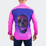 Fibonacci Skull Glass Button-Up // Pink (4XL)