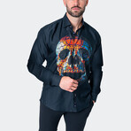Fibonacci Skull Prizm Button-Up // Black (3XL)