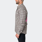 Flannel Plaid Button-Up // Pink + Gray (2XL)