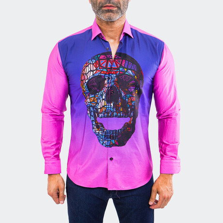 Fibonacci Skull Glass Button-Up // Pink (S)