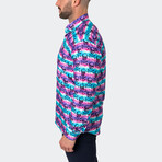 Fibonacci Skull Dye Button-Up // Purple (S)