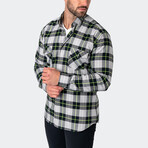 Flannel Large Plaid Button-Up // Neon + Black (L)
