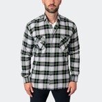 Flannel Large Plaid Button-Up // Neon + Black (L)