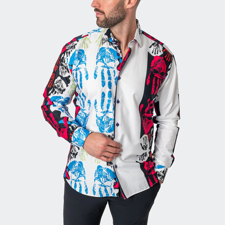 Fibonacci Hand Skull Button-Up // White (S)