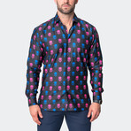 Fibonacci Skull Printed Button-Up // Black (XL)