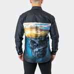 Fibonacci Skull Sland Button-Up // Black (3XL)