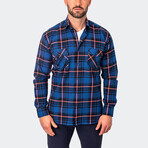 Flannel Large Plaid Button-Up // Pink + Blue (S)