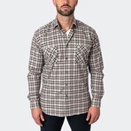 Flannel Plaid Button-Up // Pink + Gray (2XL)