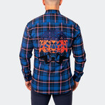 Flannel Large Plaid Button-Up // Pink + Blue (S)