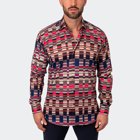 Fibonacci Mirrors Button-Up // Red (S)