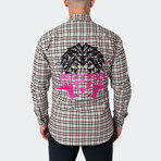 Flannel Plaid Button-Up // Pink + Gray (2XL)