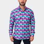 Fibonacci Skull Dye Button-Up // Purple (S)