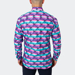 Fibonacci Skull Dye Button-Up // Purple (S)