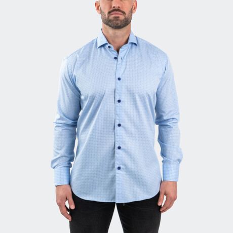 Eins Jacq Point Square Button-Up // Blue (S)