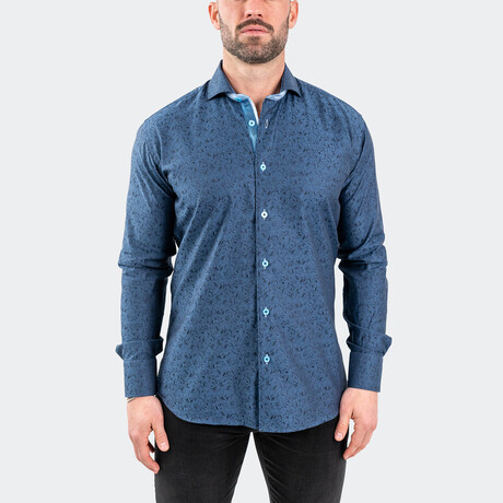 Eins Jacq Fox Trot Button-Up // Navy (S)