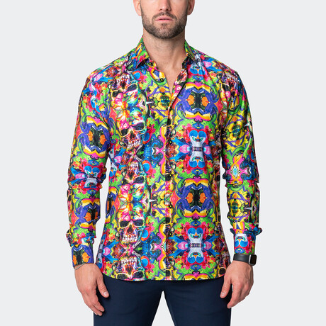 Fibonacci Acid Skull Button-Up // Multicolor (S)