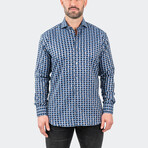 Eins Jacq Digi Weave Button-Up // Blue (L)